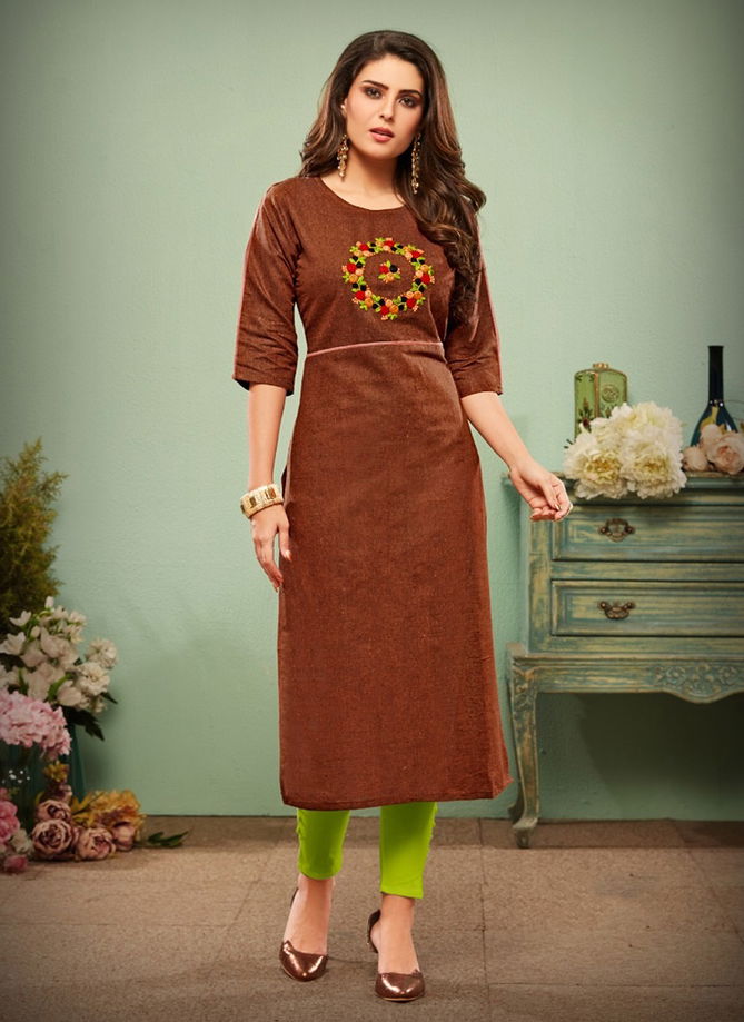 Impression Hamdloom Cotton Designer Hand Embroidery Festival Wear Kurti Collection 1001-1008